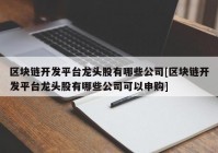 区块链开发平台龙头股有哪些公司[区块链开发平台龙头股有哪些公司可以申购]